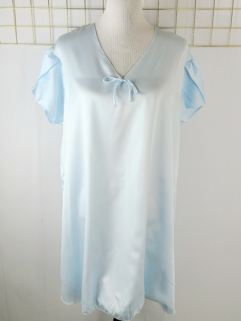 Stardust Powder Blue Satin Vintage Nightgown